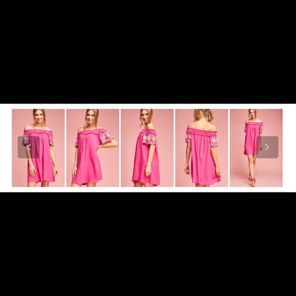 Hot Pink OTS dress - Picture 2 of 3